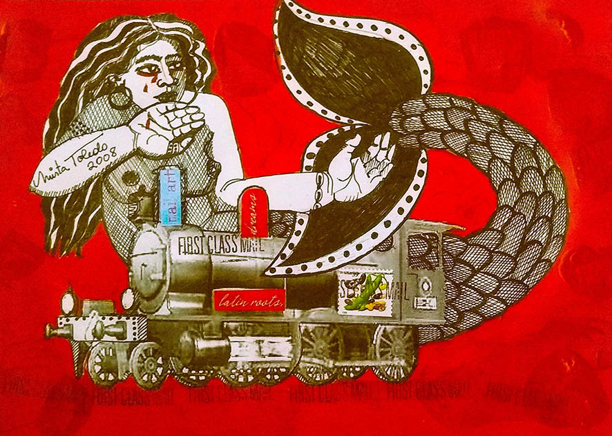 189- In a Sea of Blood, 2008 ©Mirta Toledo (Mail Art)