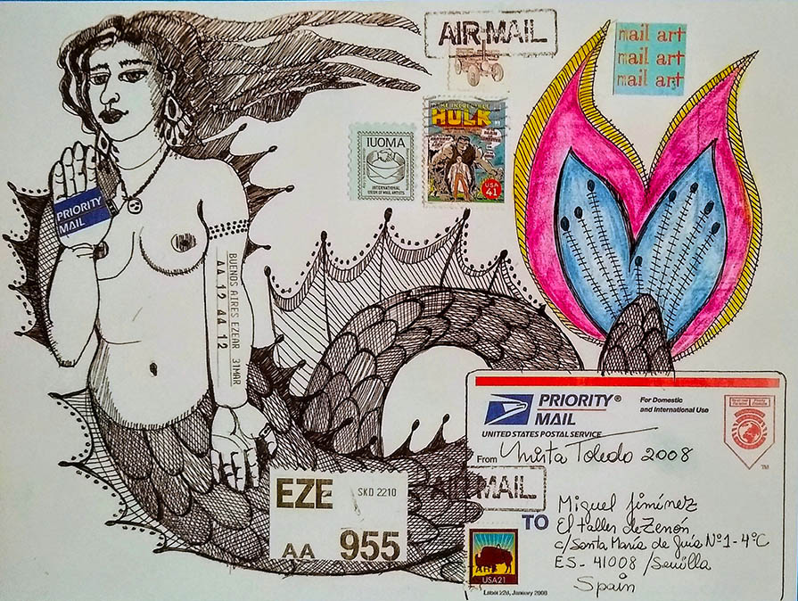 204- Mermaid, 2008 ©Mirta Toledo (Mail Art)